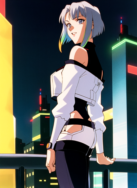 3978521681-3536460456-evangelion anime style, anime screencap, 1990s__(style_),  lucy _(cyberpunk_), 1girl, against railing, arm rest, bangs, bare sho.png